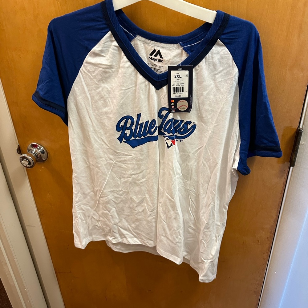 Majestic Womens Blue Jays Tee - Blue and White